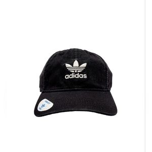 ADIDAS ORIGINALS RELAXED FIT STRAP BACK HAT BLACK WHITE WOMEN’S